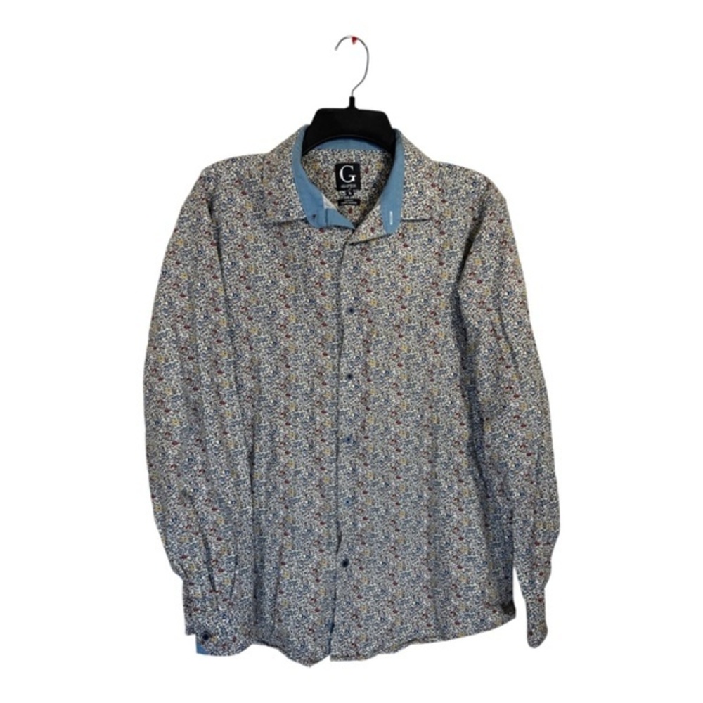 Grafton Dress Shirt Mens Size Large Micro Floral Slim Fit Long Sleeve Cotton